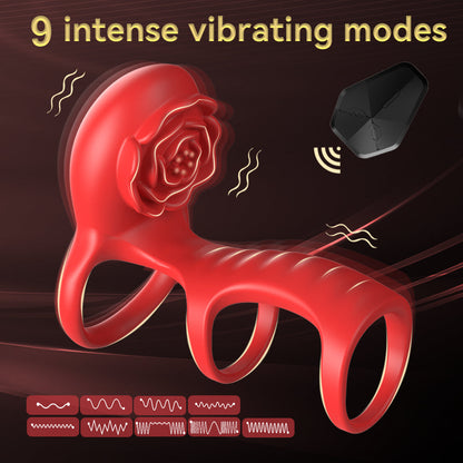 Cock Ring Vibrating for Couples – App Controlled Vibrating Cock Ring with Clitoral Stimulator, Dual Ring Silicone, 9 Modes, Waterproof, Rechargeable Vibrator Ring