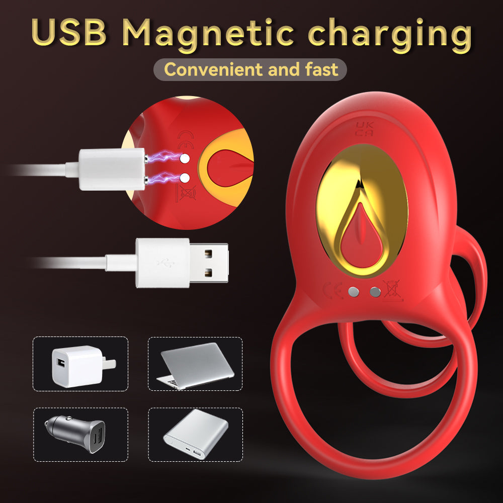 Cock Ring Vibrating for Couples – App Controlled Vibrating Cock Ring with Clitoral Stimulator, Dual Ring Silicone, 9 Modes, Waterproof, Rechargeable Vibrator Ring