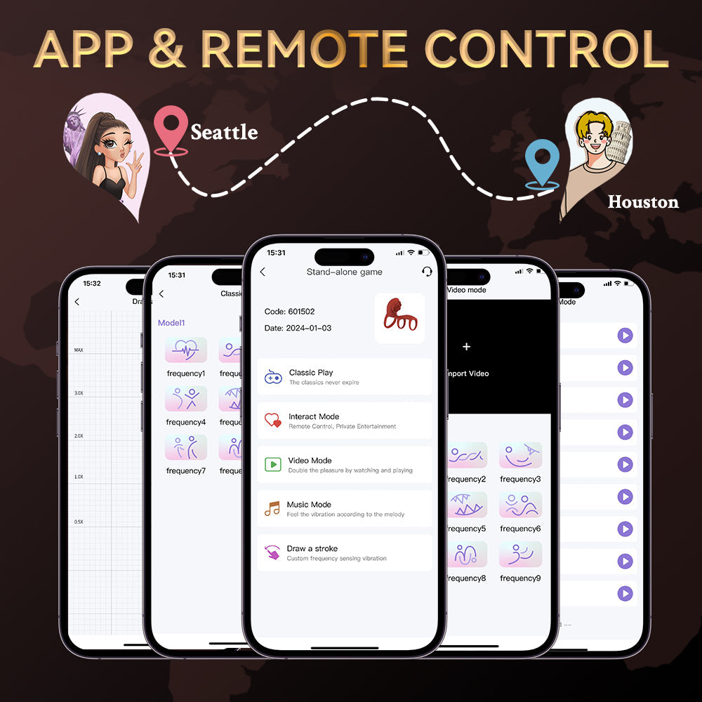 Cock Ring Vibrating for Couples – App Controlled Vibrating Cock Ring with Clitoral Stimulator, Dual Ring Silicone, 9 Modes, Waterproof, Rechargeable Vibrator Ring