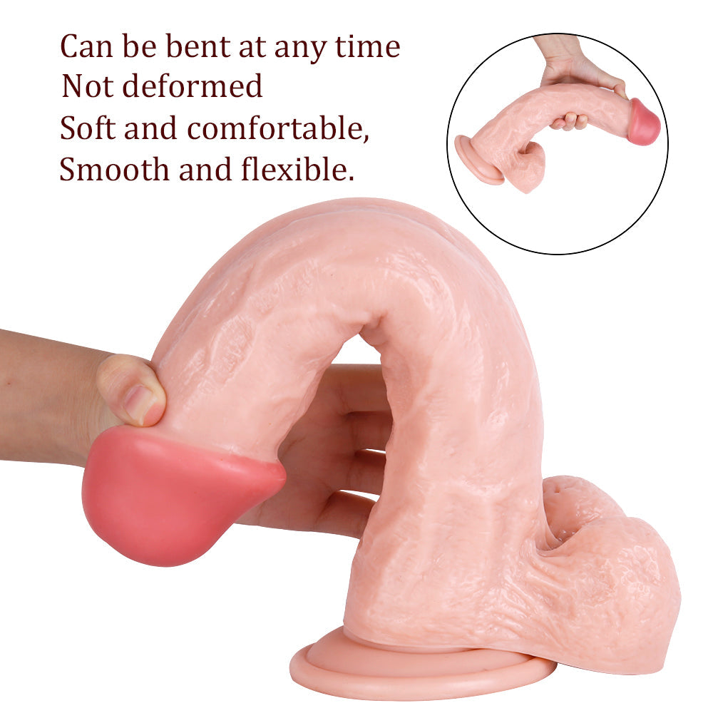 Realistic Suction Cup Dildo 12" Flexible Soft Silicone Waterproof Adult Toy