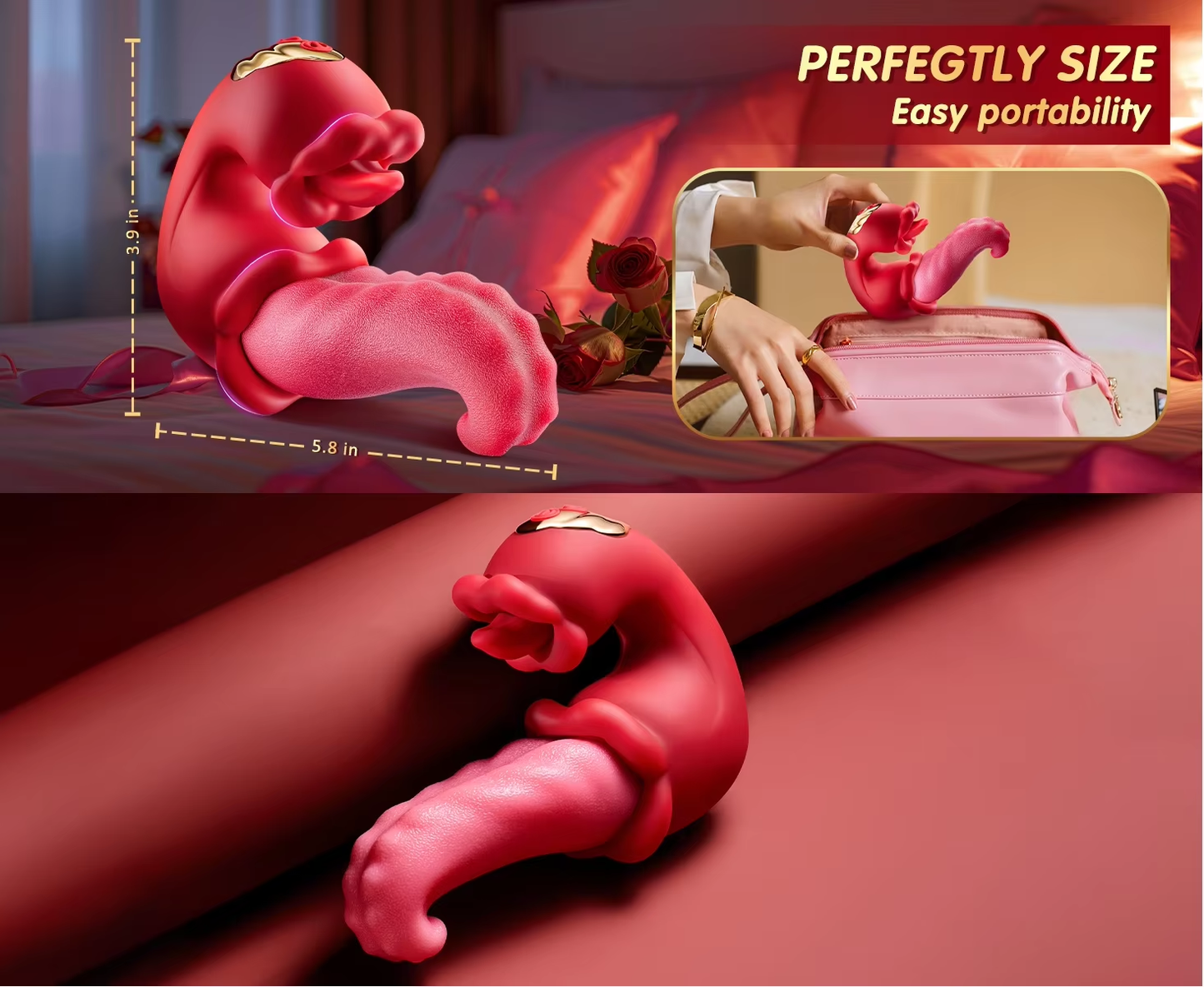 3 in 1 Dual Tongue Personal Massager 10 Modes Waterproof USB Rechargeable Silicone