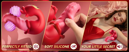 3 in 1 Dual Tongue Personal Massager 10 Modes Waterproof USB Rechargeable Silicone