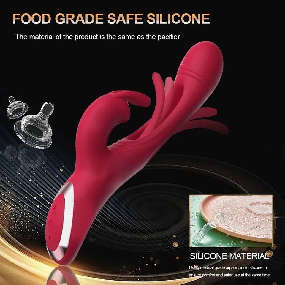 Thrusting Rabbit Vibrator G Spot Sex Toys, Waterproof & Rechargeable Realistic Silicone Dildo Vibrator with 3 Thrusting & 10 Vibrating Modes, Thick Pink Dildo for Women, Clit Stimulator