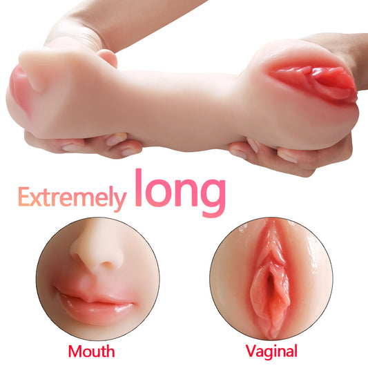 Realistic Dual Channel Male Masturbator Sleeve Soft Silicone Oral & Vaginal Texture Toy