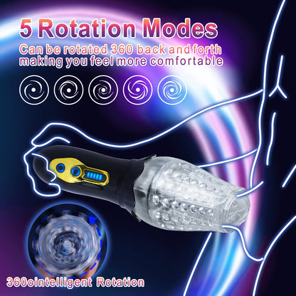 Automatic Male Personal Massager Rotating Suction Vibration USB Rechargeable Black