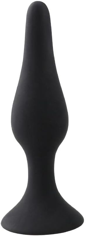 4X Anal-Plug with Strong Suction Cup, Erotic Desire for Him and Her with Smooth Silicone Dildo Set S + M + L + XL, Butt-Plug Black