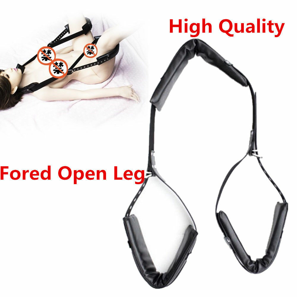 BDSM Open Leg Restraint Strap Adjustable Bondage Spreader Thigh Cuffs with Padding – Adult Sex Toy for Couples Roleplay, PU Leather Fetish Restraints