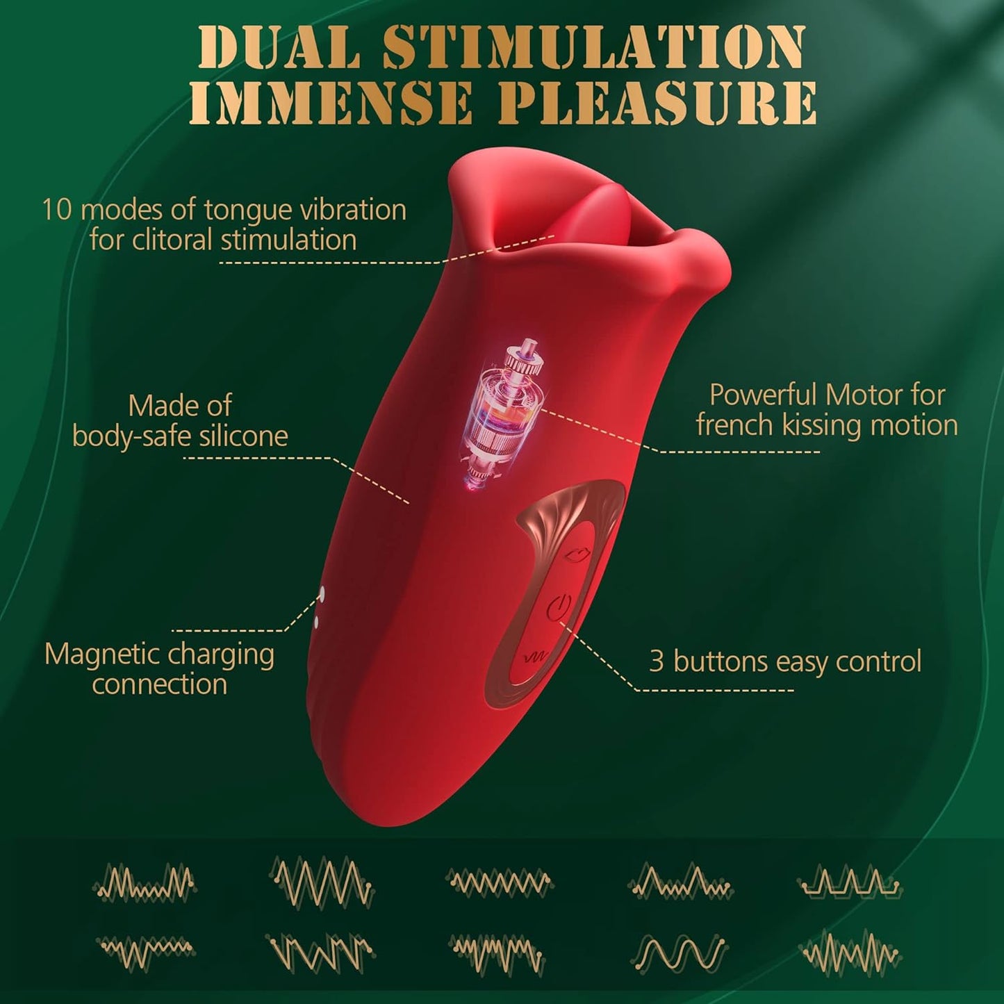 Vibrator Adult Sex Toys for Women - Mouth Sucking, Licking for Women, Adults Toy with 5 Vibration + 10 Kissing Modes Nipple Adult Toys, Anal Clit Nipple Vibrators Female Couples Sex Toys