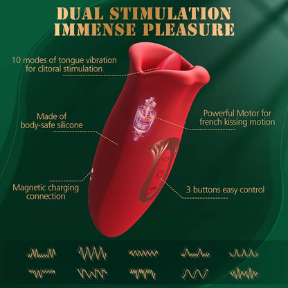 Vibrator Adult Sex Toys for Women - Mouth Sucking, Licking for Women, Adults Toy with 5 Vibration + 10 Kissing Modes Nipple Adult Toys, Anal Clit Nipple Vibrators Female Couples Sex Toys