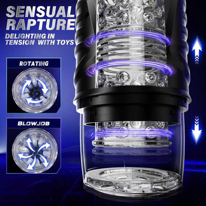 Rechargeable Male Personal Massager Cup Thrusting Rotating 7 Modes Suction Base