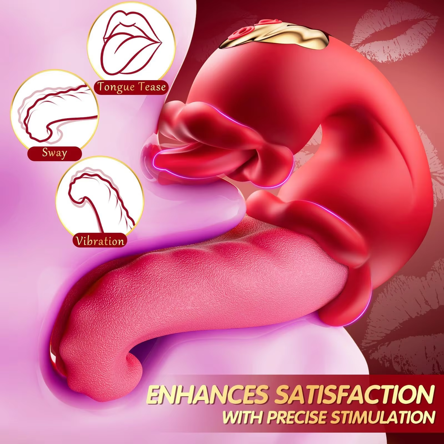 3 in 1 Dual Tongue Personal Massager 10 Modes Waterproof USB Rechargeable Silicone