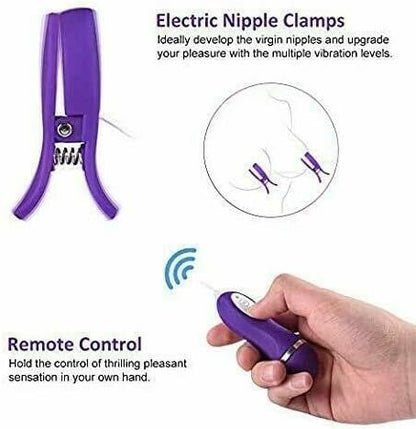 Vibrating Breast Nipple Clamps,Nipple Clamps for Women with 10 Vibration Frequencies,IPX7 Waterproof,Nipple Sex toys
