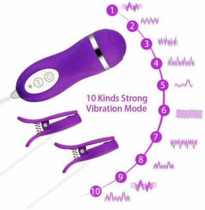 Vibrating Breast Nipple Clamps,Nipple Clamps for Women with 10 Vibration Frequencies,IPX7 Waterproof,Nipple Sex toys