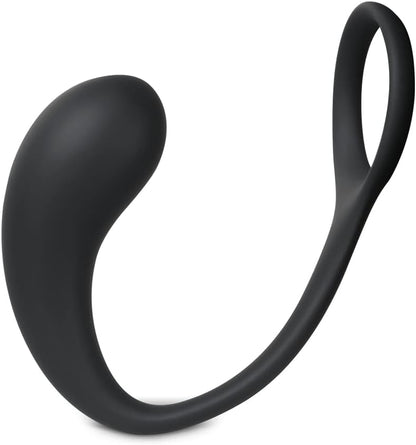 Silicone Prostate Massager with Cock Ring Waterproof Anal Plug Stimulator Black