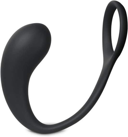 Silicone Prostate Massager with Cock Ring Waterproof Anal Plug Stimulator Black