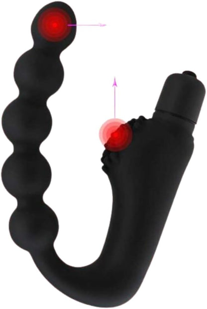 10 Mode Vibrating Prostate Massager Anal Plug - USB Rechargeable IPX7 Waterproof, Curved Ergonomic Design, Textured Nubs, Compact Black Adult Wellness Toy