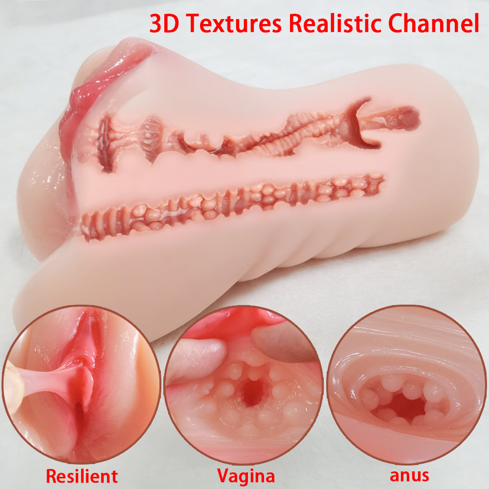 Realistic Male Masturbator Sleeve 3D Textured Dual Channel Pocket Toy 625g