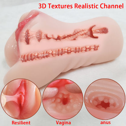 Realistic Male Masturbator Sleeve 3D Textured Dual Channel Pocket Toy 625g