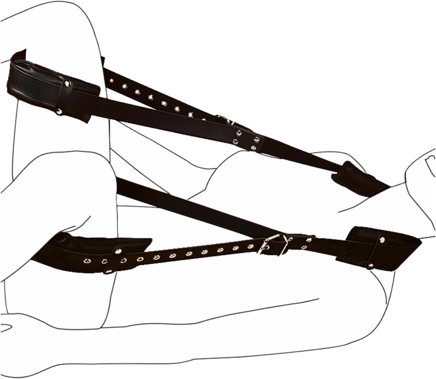 BDSM Open Leg Restraint Strap Adjustable Bondage Spreader Thigh Cuffs with Padding – Adult Sex Toy for Couples Roleplay, PU Leather Fetish Restraints