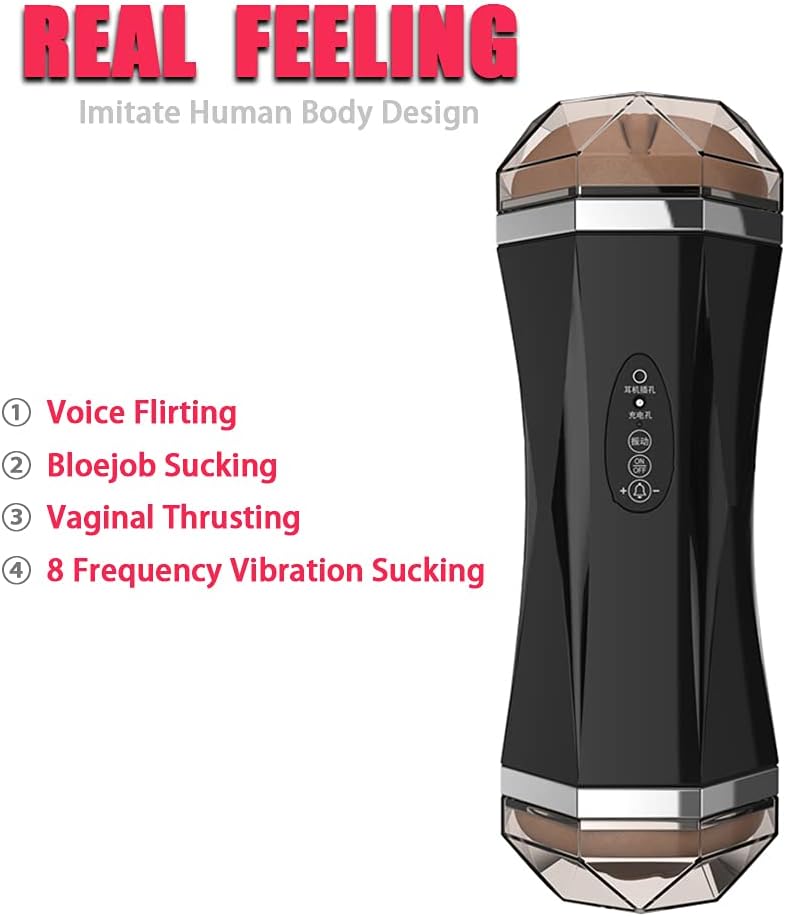 Rechargeable Male Masturbator Cup 8 Vibration Modes USB Waterproof Stroker Voice Sound