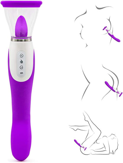 3 in 1 Rechargeable Personal Massager Suction Vibration Motion 7 Modes Purple