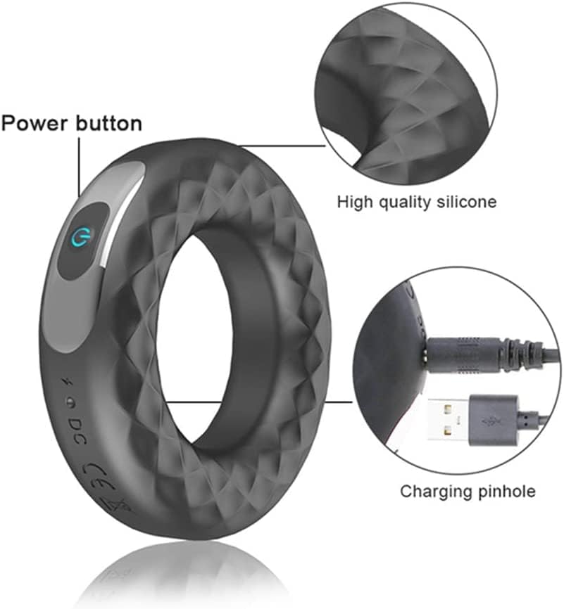 10 Mode Vibrating Cock Ring USB Rechargeable Couples Silicone Waterproof Quiet <50dB