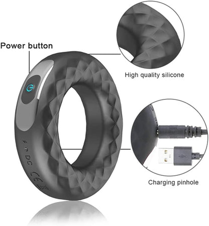 10 Mode Vibrating Cock Ring USB Rechargeable Couples Silicone Waterproof Quiet <50dB