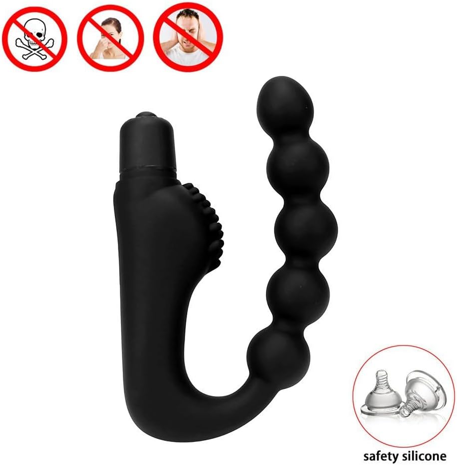 10 Mode Vibrating Prostate Massager Anal Plug - USB Rechargeable IPX7 Waterproof, Curved Ergonomic Design, Textured Nubs, Compact Black Adult Wellness Toy