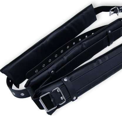 BDSM Open Leg Restraint Strap Adjustable Bondage Spreader Thigh Cuffs with Padding – Adult Sex Toy for Couples Roleplay, PU Leather Fetish Restraints
