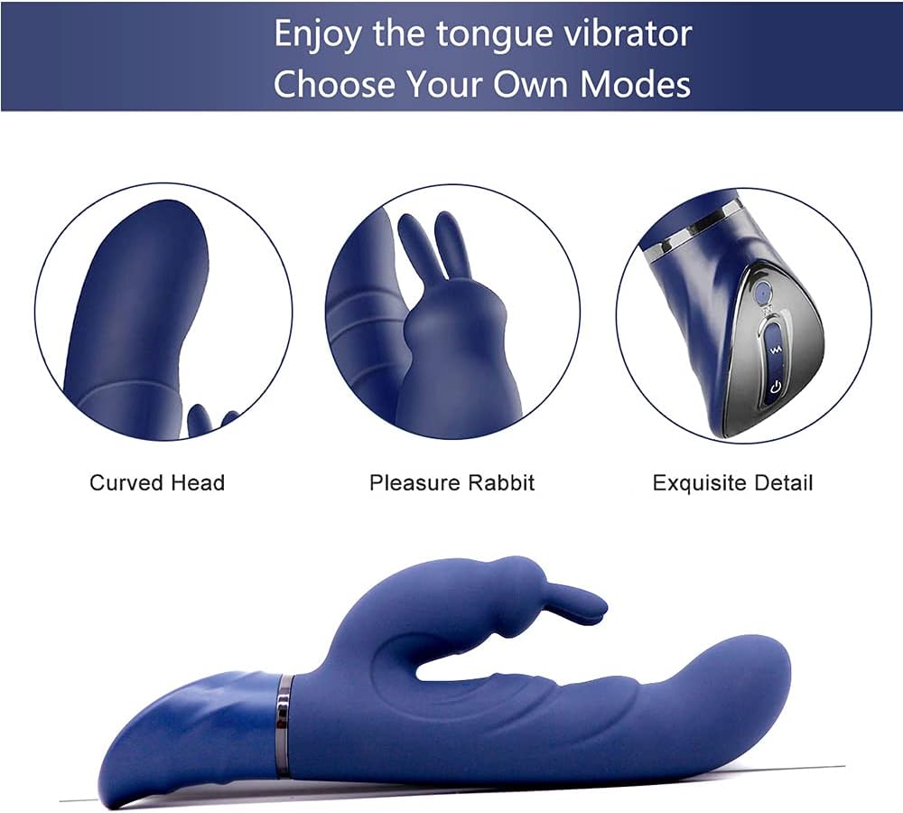 G-spot Rabbit Vibrator Sex Toys, Realistic Dildo Vibrators for Dual Clitoral Stimulation, Waterproof Flexible Silicone Adult Sex Toy with 10x10 Powerful Vibrations for Women or Couple