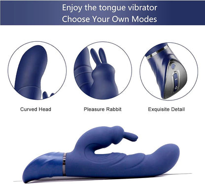 G-spot Rabbit Vibrator Sex Toys, Realistic Dildo Vibrators for Dual Clitoral Stimulation, Waterproof Flexible Silicone Adult Sex Toy with 10x10 Powerful Vibrations for Women or Couple