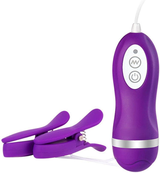 Remote Control Vibrating Nipple Clamps 10 Modes Adult Toy Wireless Stimulator Purple