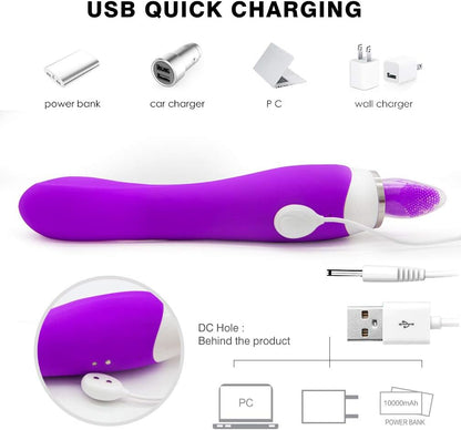 3 in 1 Rechargeable Personal Massager Suction Vibration Motion 7 Modes Purple