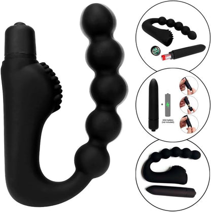 10 Mode Vibrating Prostate Massager Anal Plug - USB Rechargeable IPX7 Waterproof, Curved Ergonomic Design, Textured Nubs, Compact Black Adult Wellness Toy