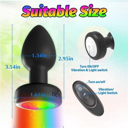 Remote Control Vibrating Anal Plug 7 Modes LED Light USB Rechargeable Silicone