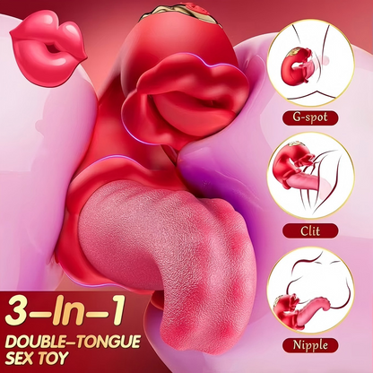 3 in 1 Dual Tongue Personal Massager 10 Modes Waterproof USB Rechargeable Silicone