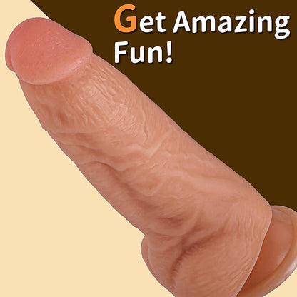 7.87" Realistic Silicone Dildo with Suction Base – Soft Flexible, Waterproof