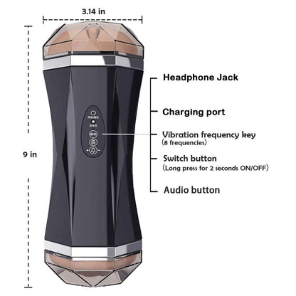 Rechargeable Male Masturbator Cup 8 Vibration Modes USB Waterproof Stroker Voice Sound