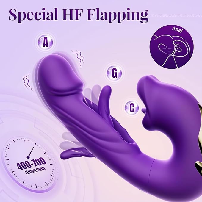 3 in 1 Rechargeable Personal Massager Suction Thrust Vibration Waterproof Purple
