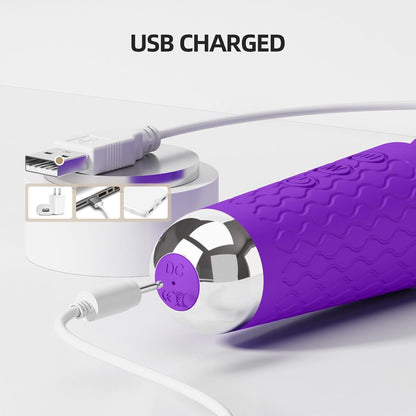 Rechargeable Wand Vibrator with 20 Stimulating Modes & 8 Powerful Speeds - Adult Sex Toys for Couple Waterproof Wands for Adults in Safe Silicone - Quiet Small & Slim Vibrating Magic Wand