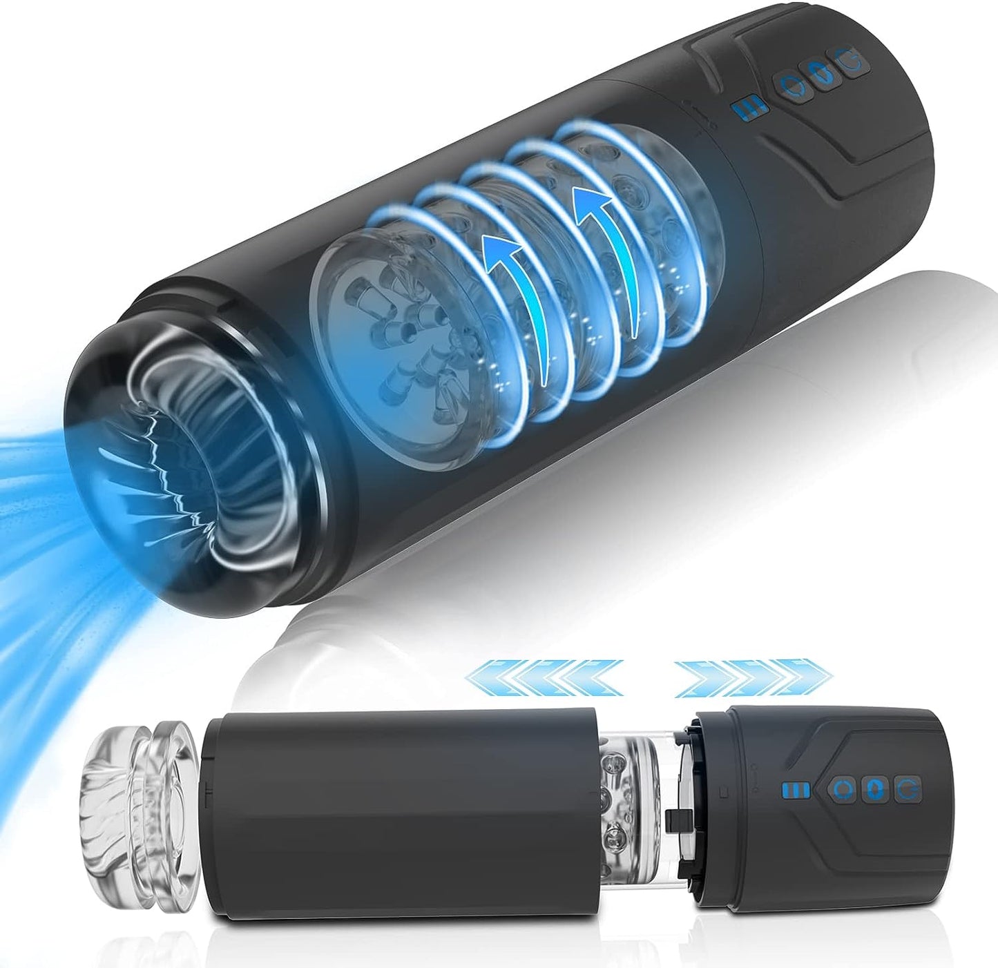 2 in 1 Male Wellness Massager Suction Rotating Vibration USB Rechargeable IPX7