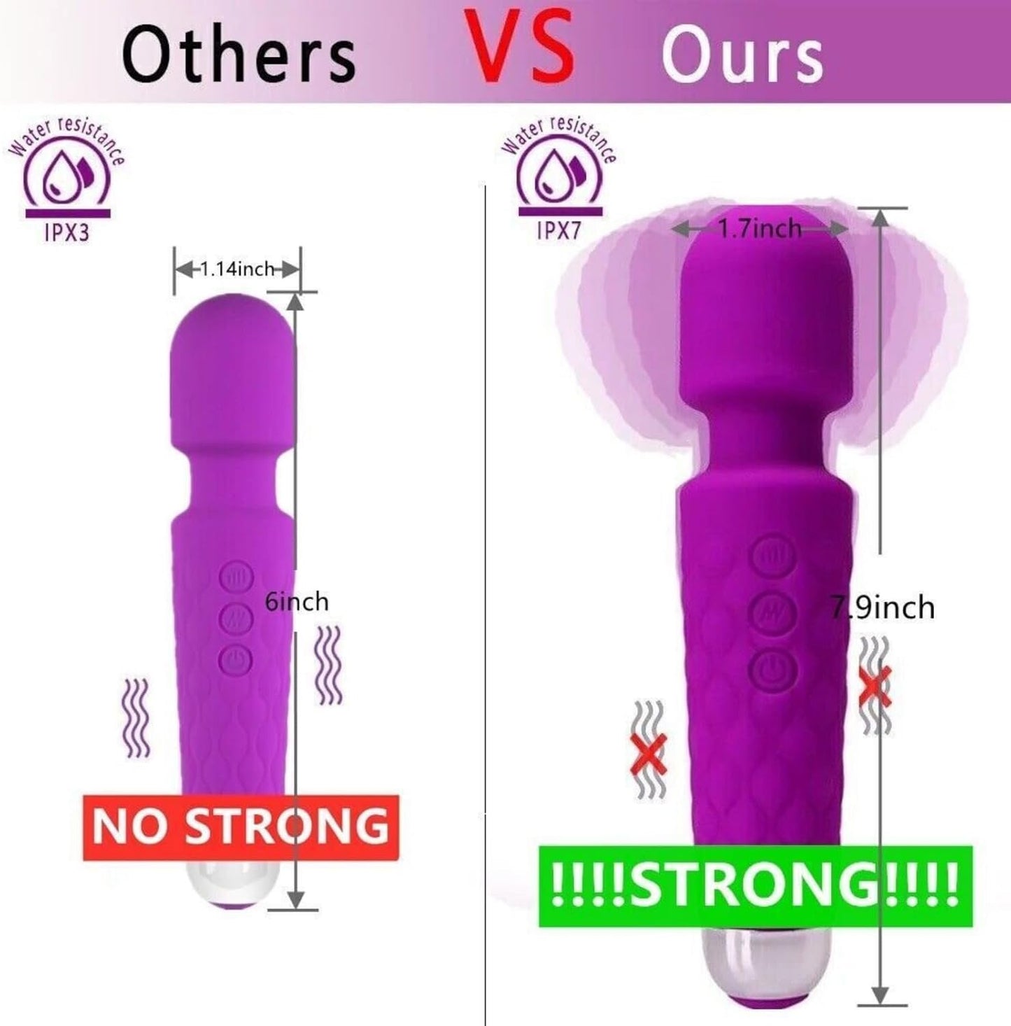 Rechargeable Wand Vibrator with 20 Stimulating Modes & 8 Powerful Speeds - Adult Sex Toys for Couple Waterproof Wands for Adults in Safe Silicone - Quiet Small & Slim Vibrating Magic Wand