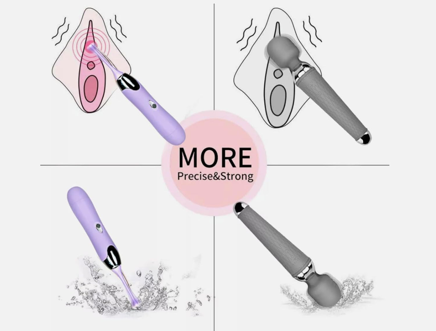 3in1 Clitoral Vibrator Stimulator 360° Rotating Waterproof Quiet Mini Massager