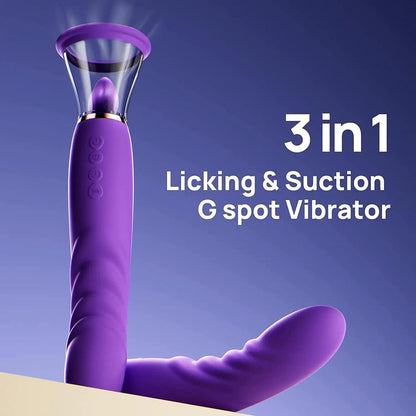 3 in 1 Rechargeable Personal Massager Suction Vibration Motion 7 Modes Purple