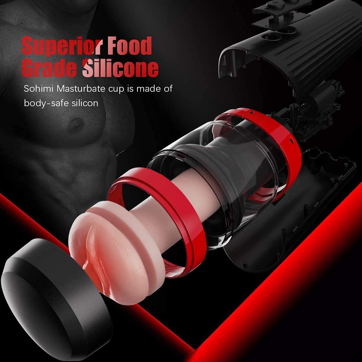 Male Personal Massager Cup 7 Thrusting Modes Textured TPE Sleeve Suction USB Recharge