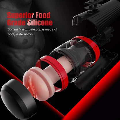 Male Personal Massager Cup 7 Thrusting Modes Textured TPE Sleeve Suction USB Recharge