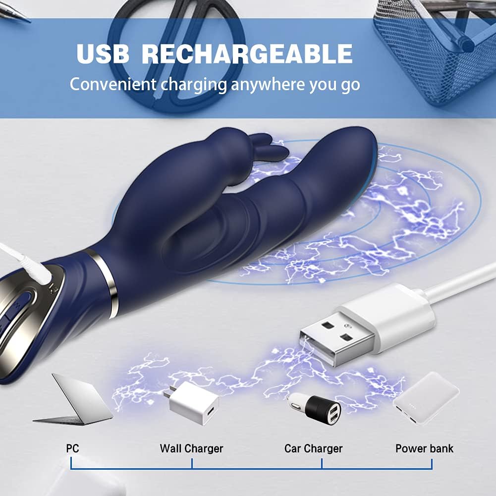 G-spot Rabbit Vibrator Sex Toys, Realistic Dildo Vibrators for Dual Clitoral Stimulation, Waterproof Flexible Silicone Adult Sex Toy with 10x10 Powerful Vibrations for Women or Couple
