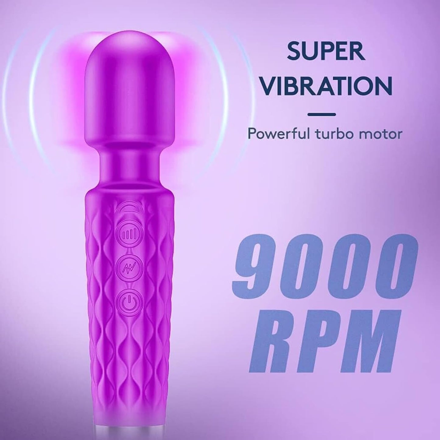 Rechargeable Wand Vibrator with 20 Stimulating Modes & 8 Powerful Speeds - Adult Sex Toys for Couple Waterproof Wands for Adults in Safe Silicone - Quiet Small & Slim Vibrating Magic Wand