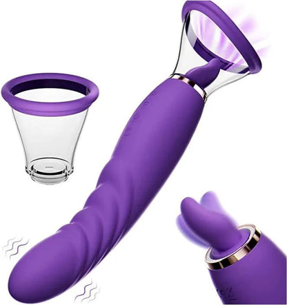 3 in 1 Rechargeable Personal Massager Suction Vibration Motion 7 Modes Purple