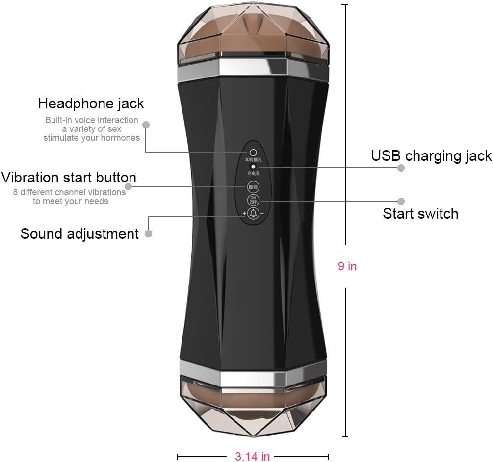 Rechargeable Male Masturbator Cup 8 Vibration Modes USB Waterproof Stroker Voice Sound